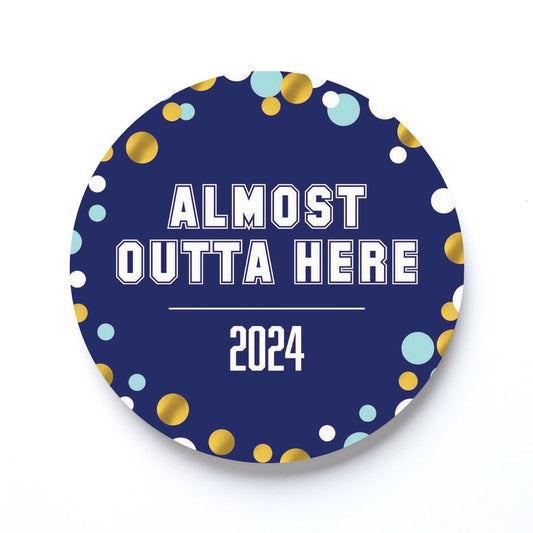 Graduation 2024 Outta Here Blue Confetti | 4x4