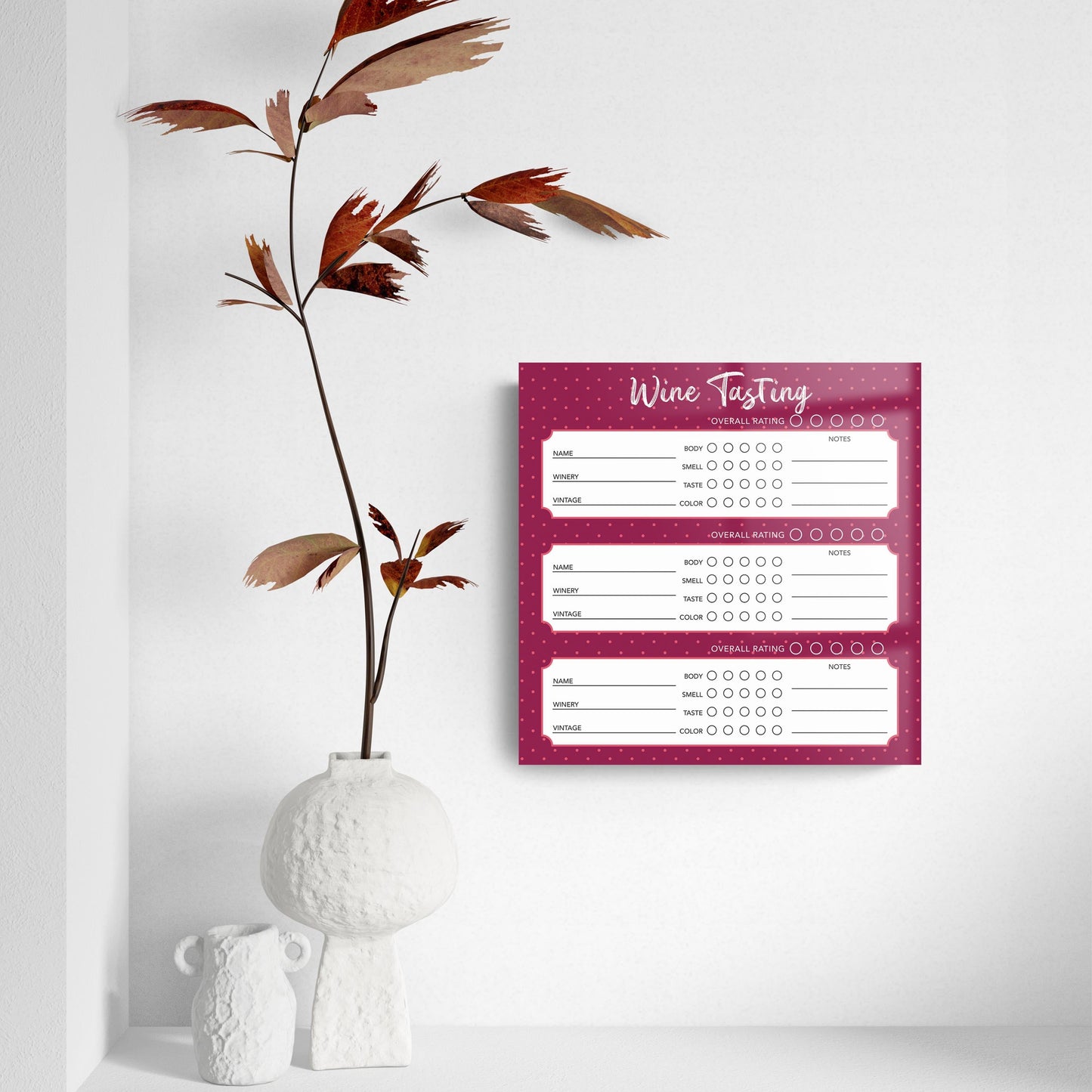 Wine Tasting Tracker Dark Red | 8x8