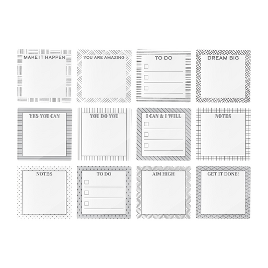 Black & White Notes Clear Reminder Pre-Pack | 48 Pieces