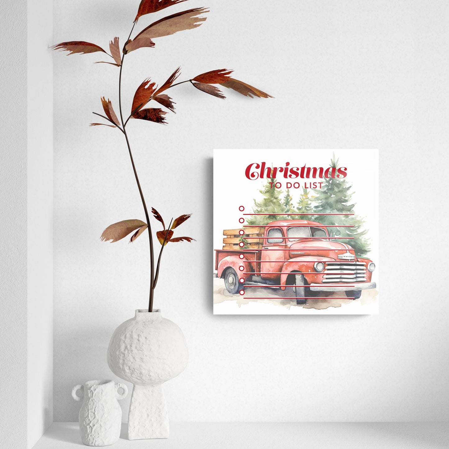Vintage Red Truck Christmas To Do List | 8x8