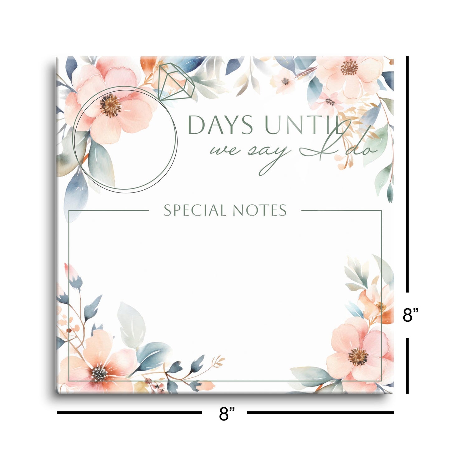 Floral Wedding Countdown with Notes | 8x8