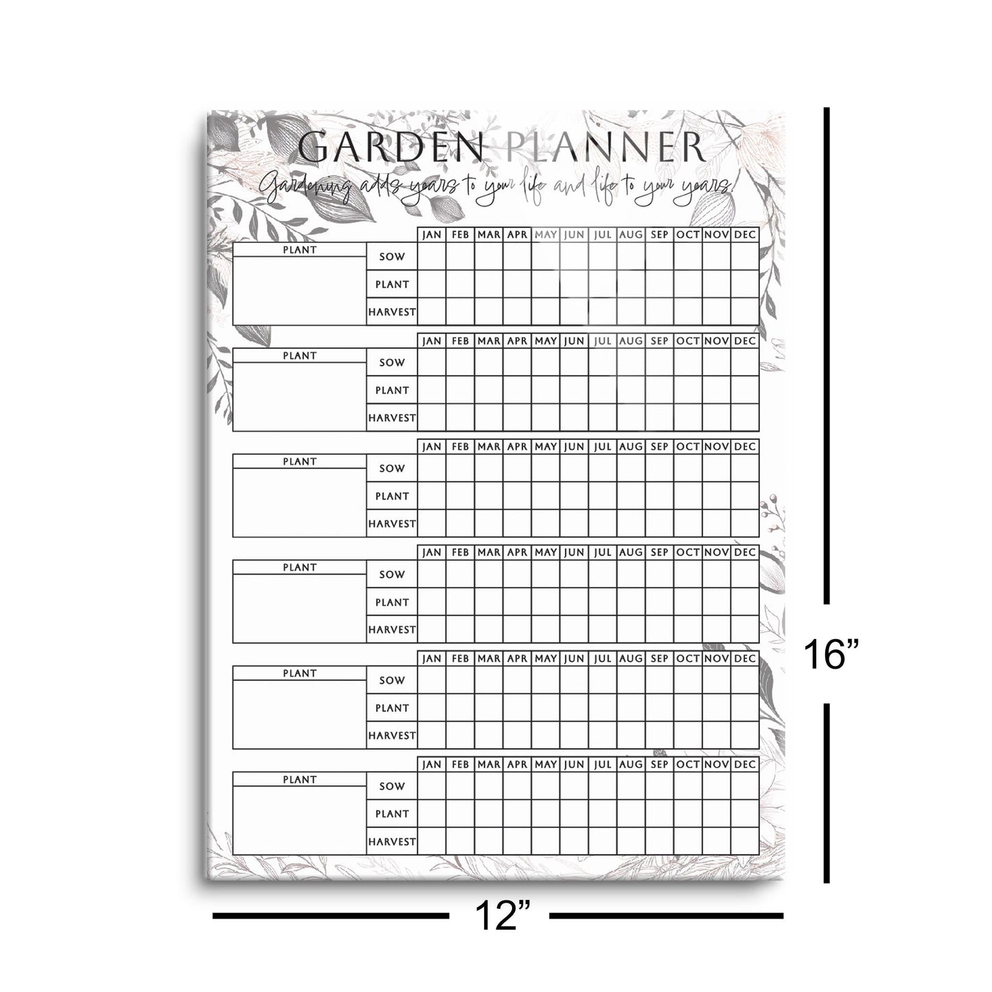 Garden Planner Minimalistic Floral | 12x16