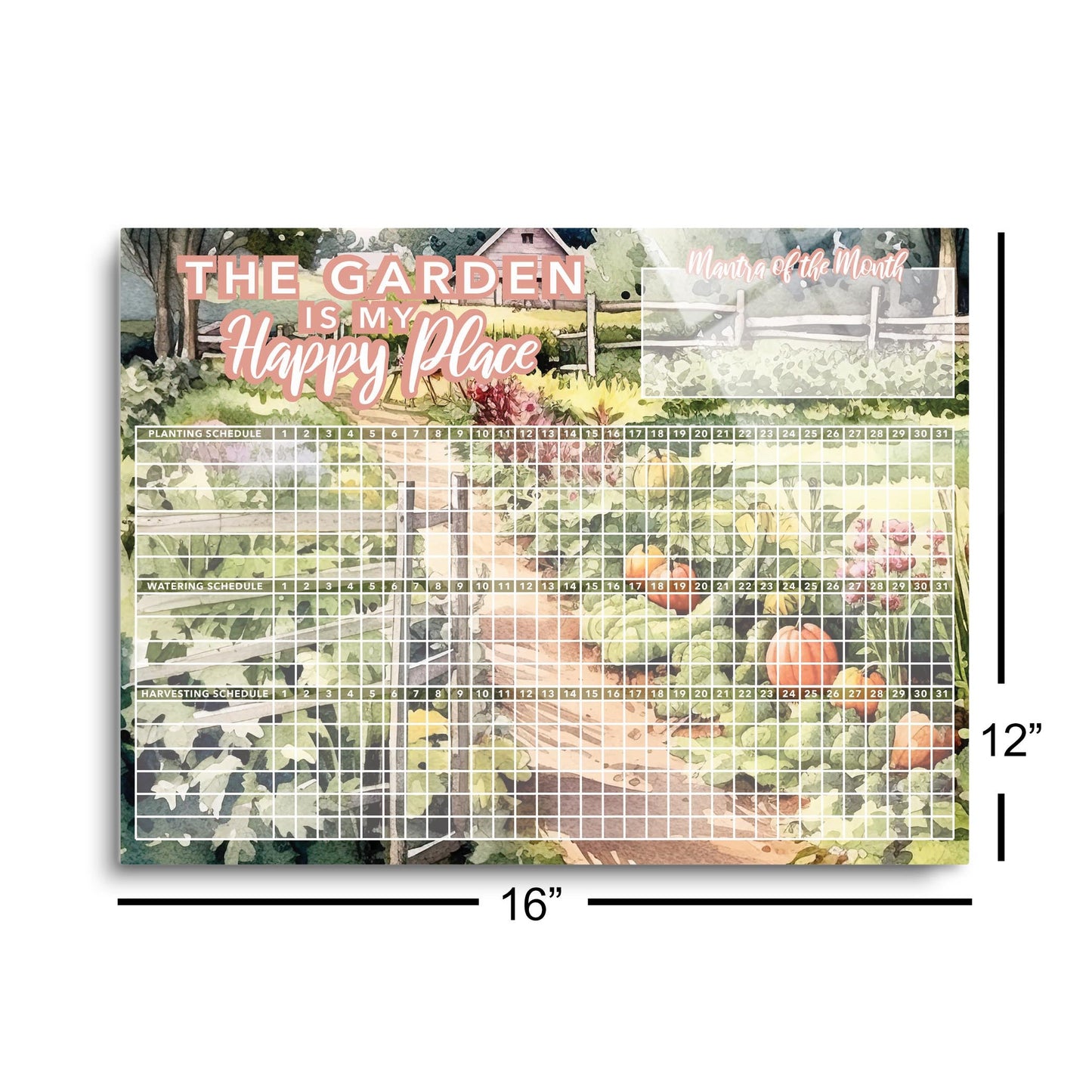 Watercolor Garden Planting and Watering Schedule | 16x12