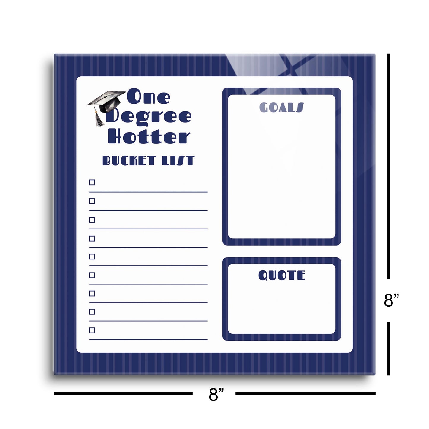 Graduation Tracker Navy Stripe Degree Hotter | 8x8