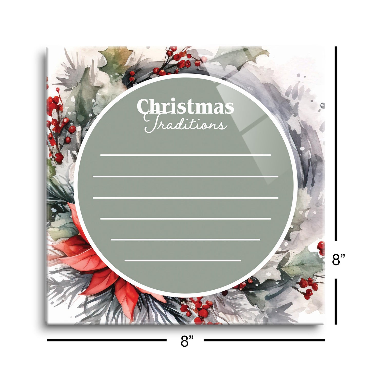 Christmas Traditions Sage Green Wreath | 8x8