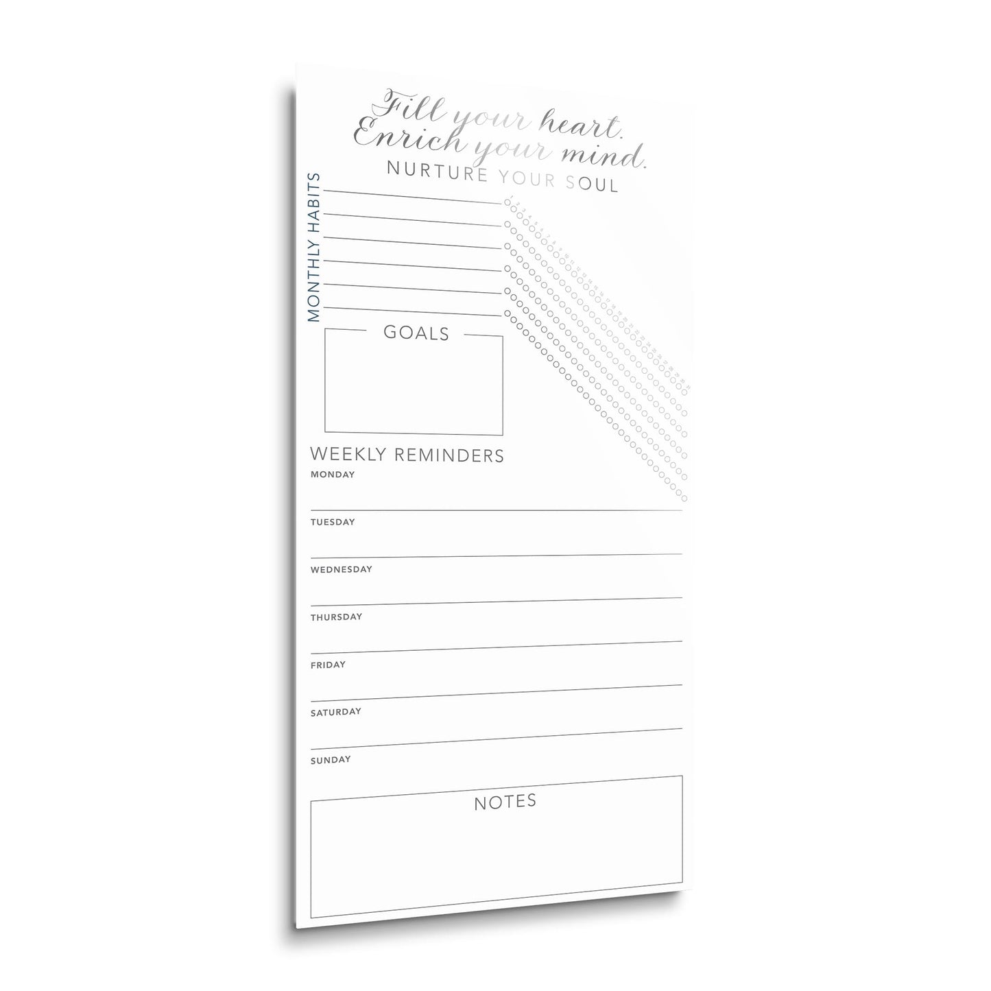 Minimalistic White Nurture Your Soul Habit Tracker | 12x24