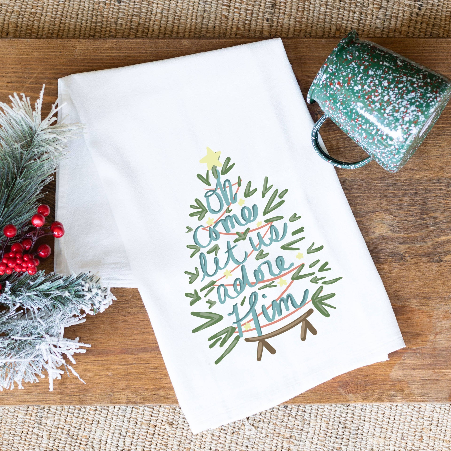 Classy Christmas Tea Towel - ivory & birch