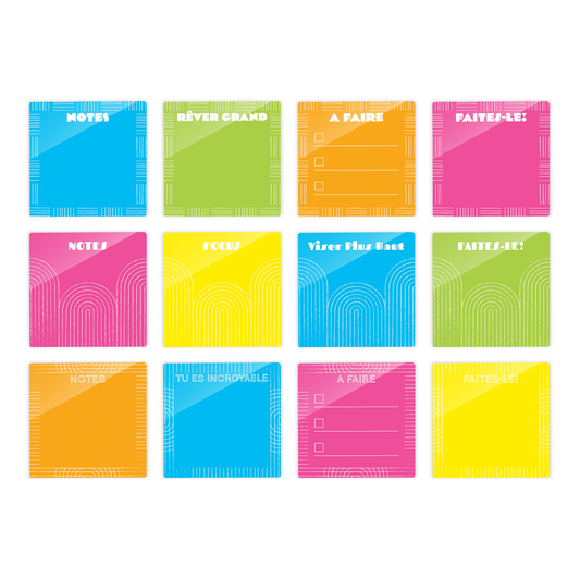French Neon Notes Clear Reminder Pre-Pack | 48 Pieces