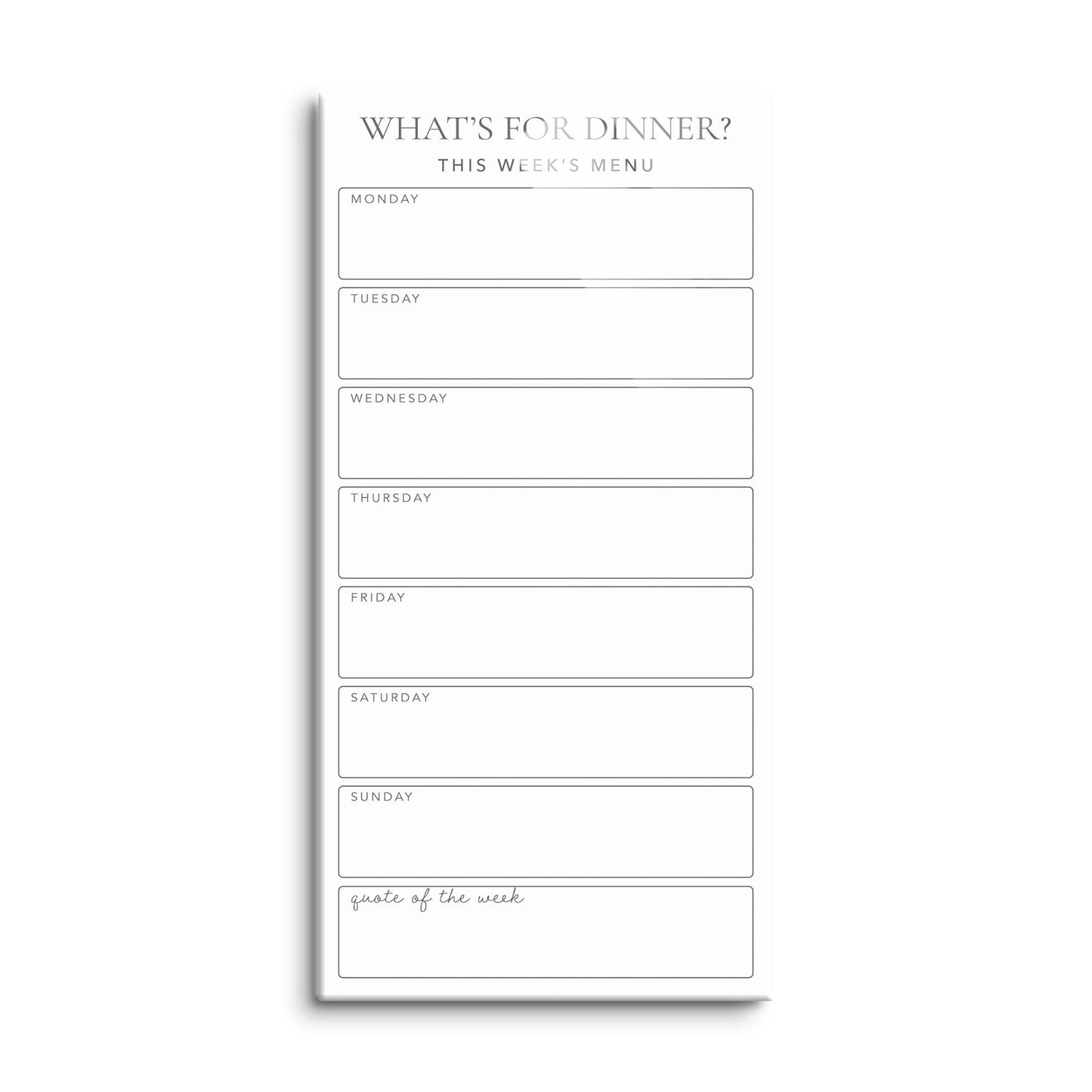 Minimalistic White What's For Dinner Menu Board | 8x16